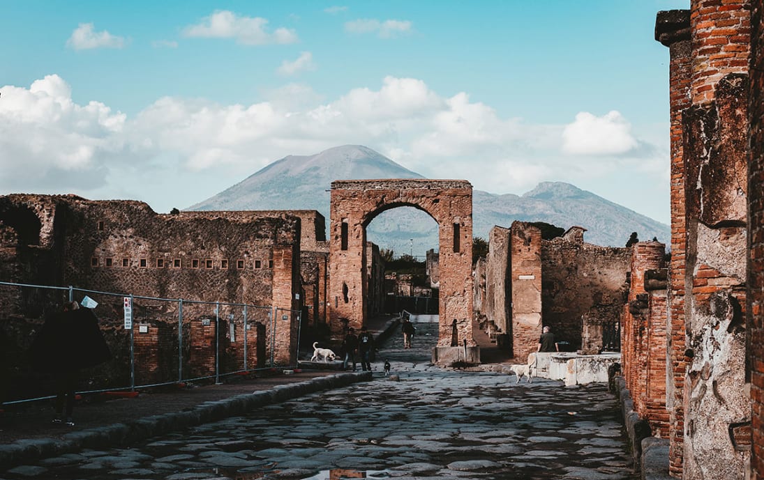 Pompeii ruins and Mount Vesuvius