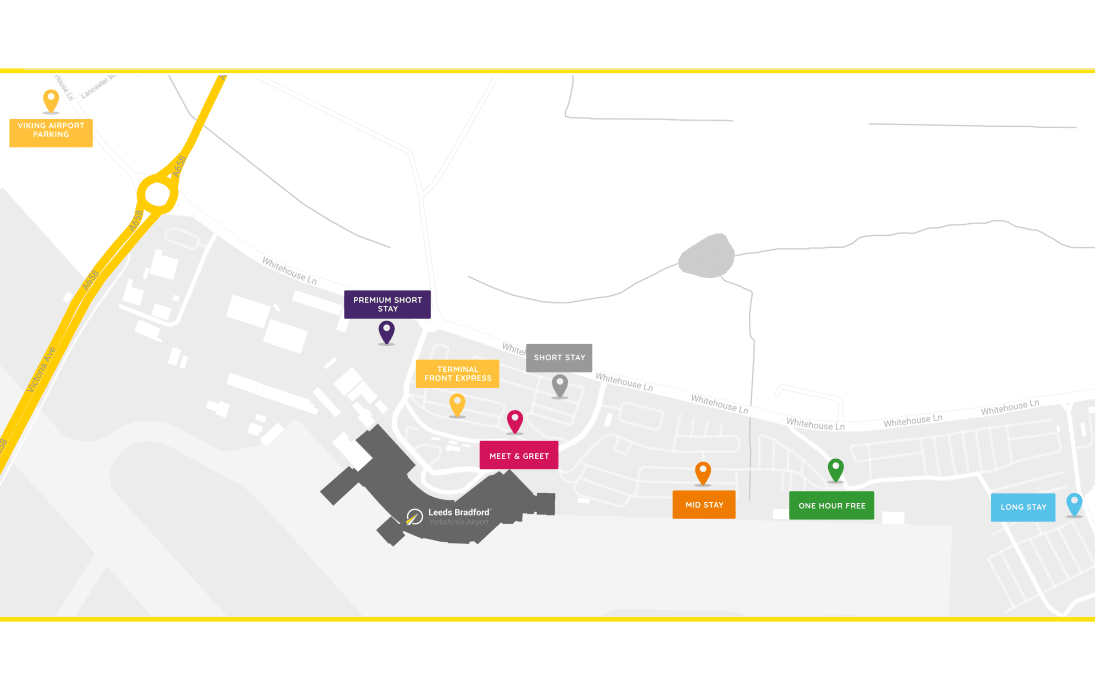 Car Park Locations - Leeds Bradford Airport Parking Map