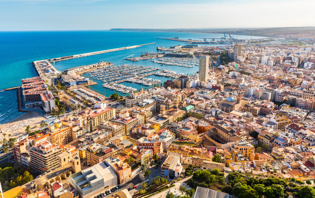 Alicante skyline and harbour, Spain