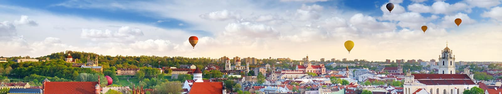 Hot air balloons over Vilnius, Lithuania