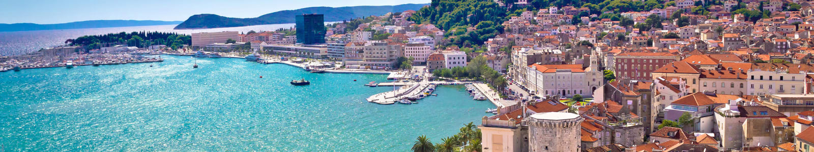 View from above of Split town and harbour