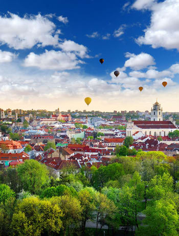 Hot air balloons over Vilnius, Lithuania