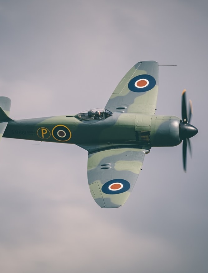 Hawker Sea Fury flying at an air show