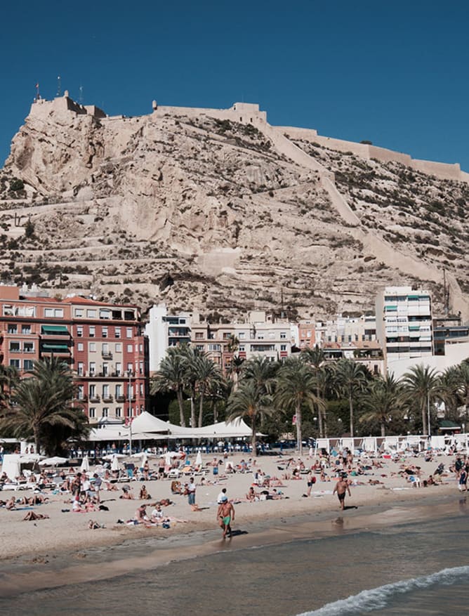 Beach view of Castillo de Santa Barbara