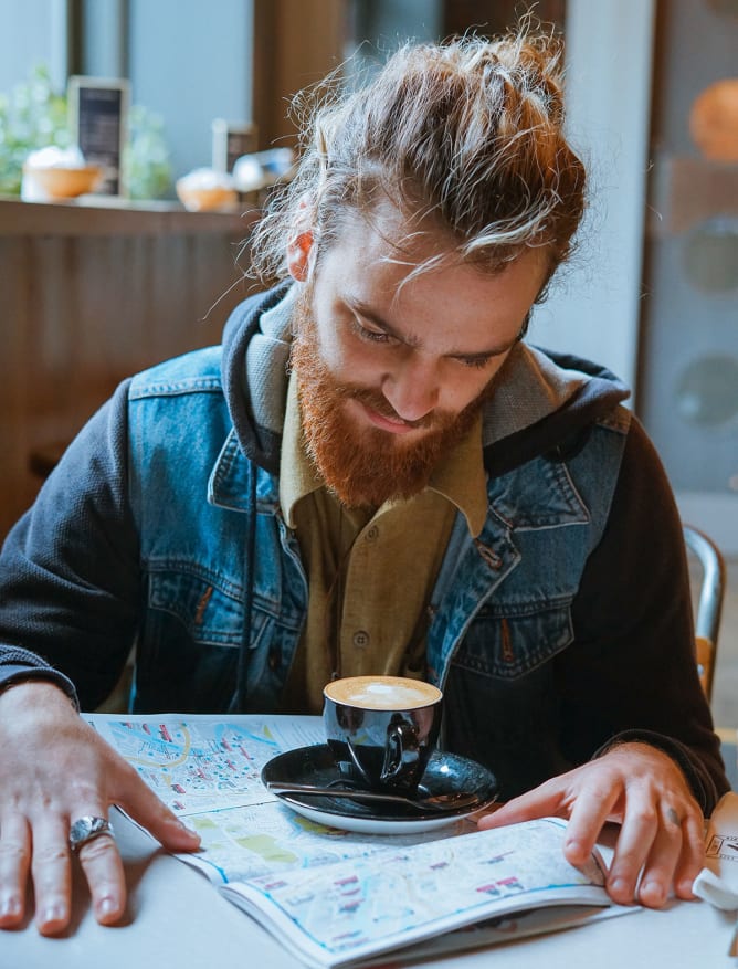 Trip planning in Belfast coffee shop