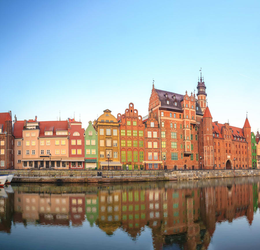The colourful Gdansk waterside