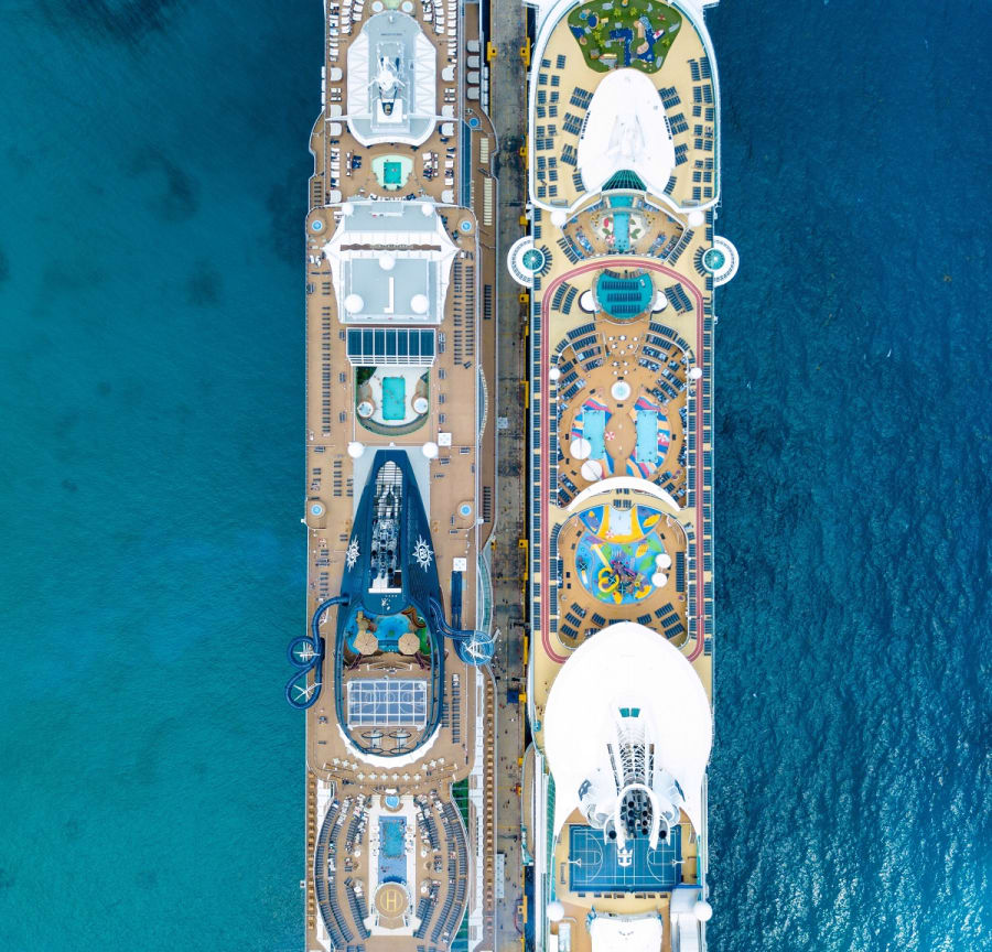 Cruise ships from above