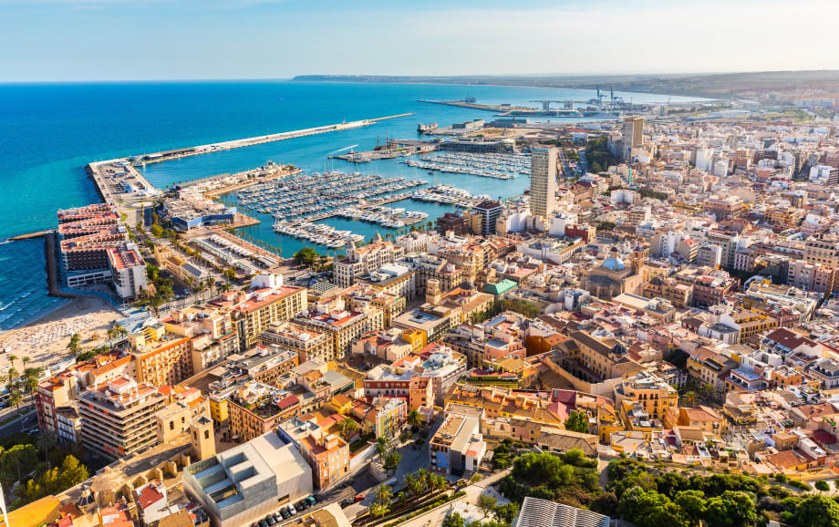 Alicante skyline and harbour, Spain